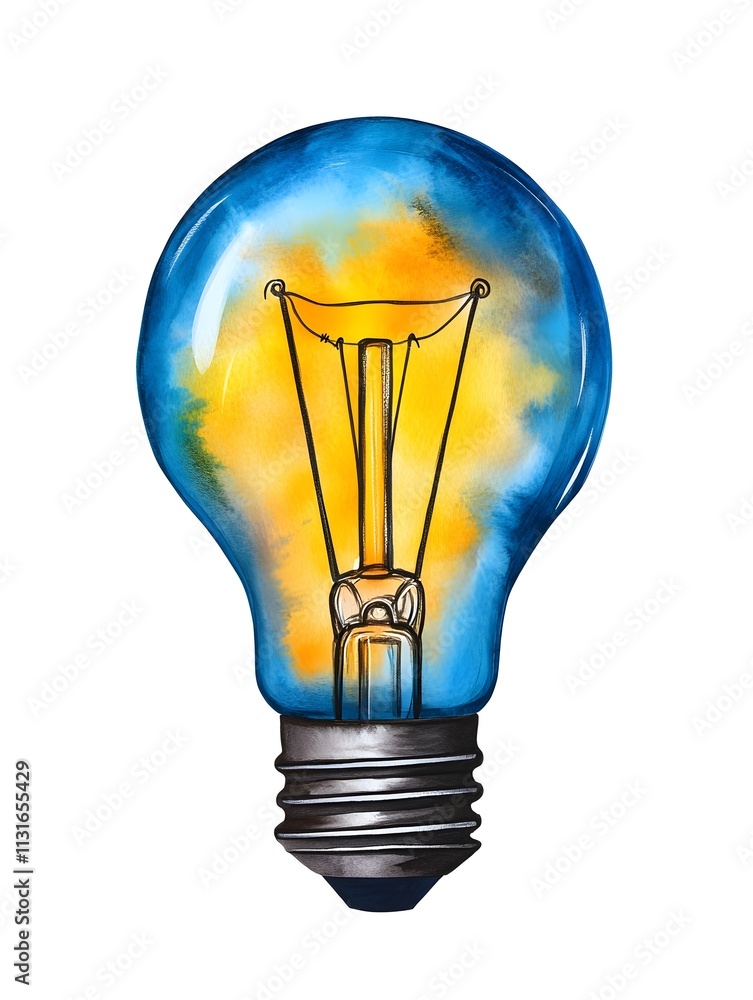Poster bright idea light bulb with colorful swirls and unique artistic design