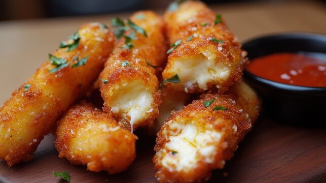 Golden Fried Mozzarella Sticks