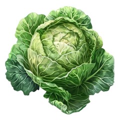 Obraz premium Close up of a fresh organic green cabbage head with vibrant leaves and lush foliage The image showcases the natural beauty and nutritional value of this versatile vegetable