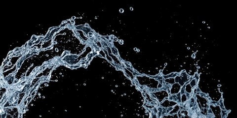 Obraz premium Water splashing in the air on a black background, droplets, water