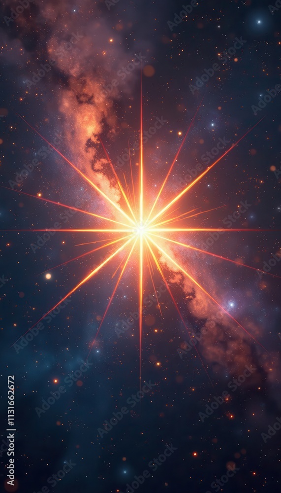 Poster starburst effect on a dark cosmic background creating a radiant design