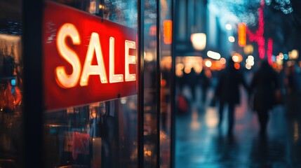 SALE-Schriftzug in reflektierendem Schaufenster