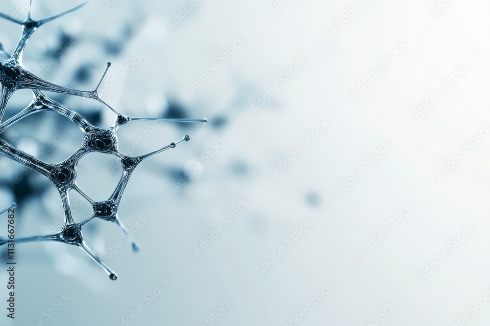 Poster intricate network of neurons highlighted against a soft blue backdrop illustrating connection and co