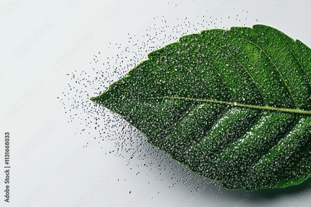 Poster simplified visualization of stomata in action during water absorption on a leaf nature close-up macr