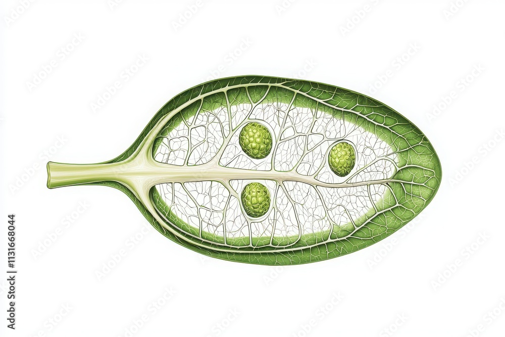 Poster visualization of stomata functionality in leaf anatomy botanical illustration nature setting close-u