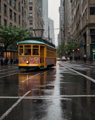 Obraz premium a yellow trolley.