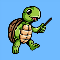 Obraz premium fun cartoon character of turtle teacher isolated colored drawing line art style sketch classic vintage design illustration