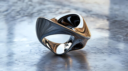 A striking statement ring featuring a bold sculptural design, blending artistic curves and dramatic shapes for a modern and eye-catching accessory. sculptural. illustration. Resonance. Illustration