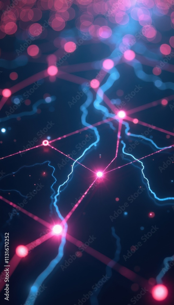 Poster interconnected glowing lines forming a futuristic network grid