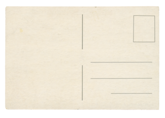 Old postcard isolated. Vintage photo background with address lines.	