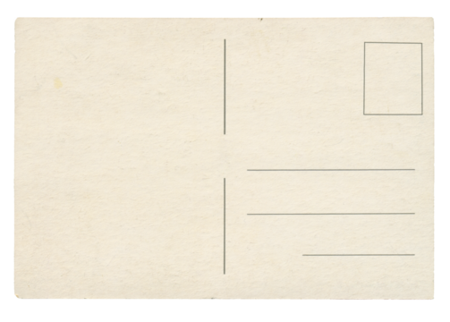 Old postcard isolated. Vintage photo background with address lines.	