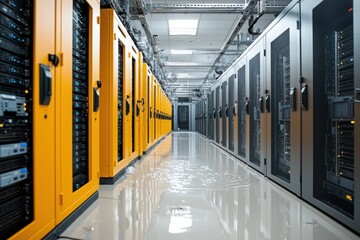 Advanced ai monitoring systems for water leak management in data centers technology infrastructure flood prevention digital environment aerial view innovation