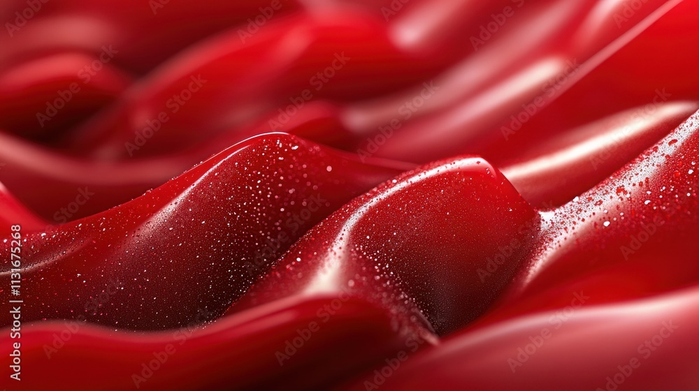 Aufkleber abstract red waves with a glossy texture and sparkling details.
