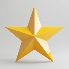 Obraz premium 3D rendering of a simple, bright Christmas star in yellow, set on a plain white background realistic
