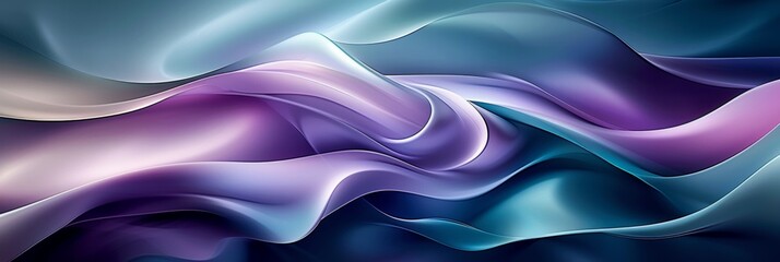Fototapeta premium Stunning abstract silk waves beautifully blend into gradient shades of blue and purple, creating elegant art pieces