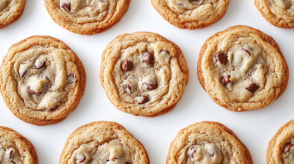 Fototapeta premium Chocolate chip cookies on white background 
