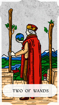 Tarot card arcana minor two of wands