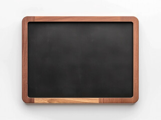 Blank Chalkboard with Wooden Frame on White Background - Isolated School Blackboard for Custom Conten