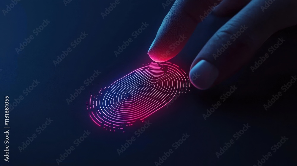 Poster innovative digital fingerprint scanner technology modern office futuristic content high-tech environ