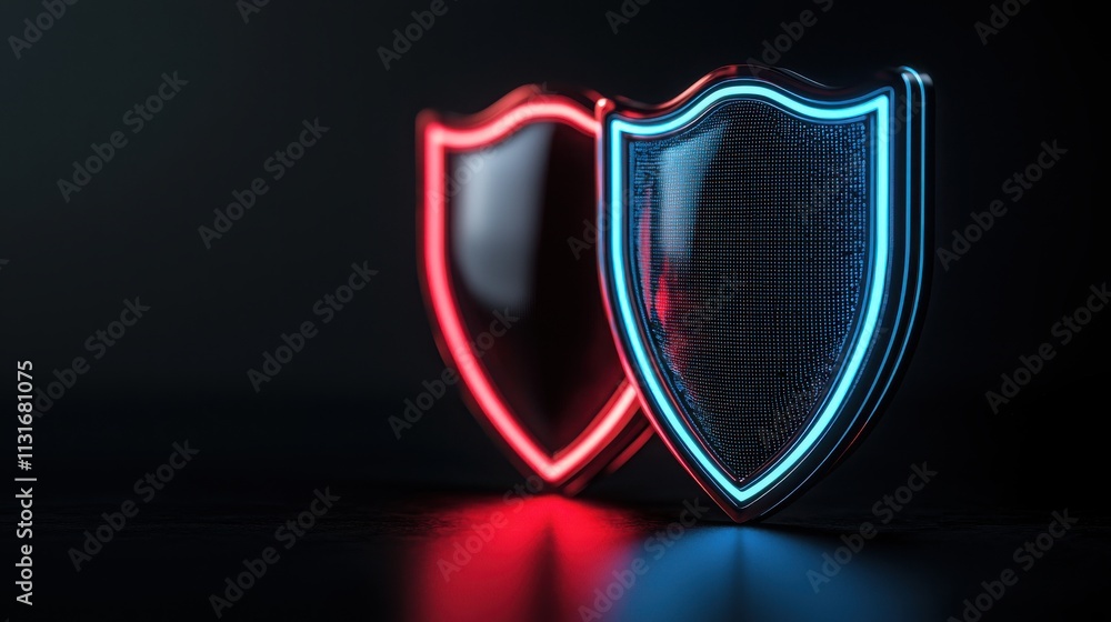 Aufkleber futuristic ai-powered shields defending against cyberattacks digital realm graphic design virtual en