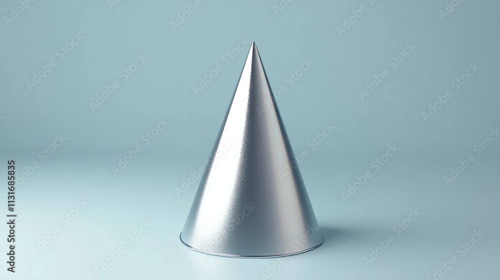 Fototapete a clean 3d rendering of a single elegant silver cone hat with sparkling edges on a minimalistic smoo