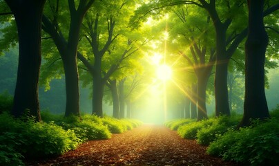 Fototapeta premium 陽が差す森林アート