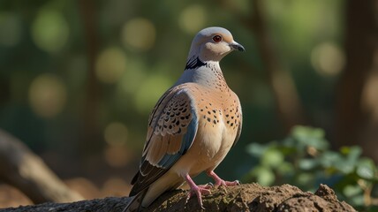 Obraz premium Eurasian collared dove perched on a branch. (1)