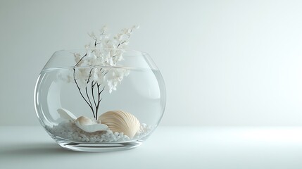Minimalist Ocean-Themed Fish Bowl