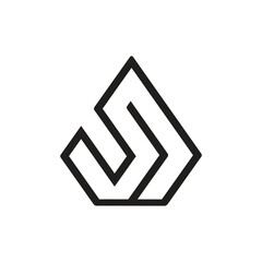 An abstract outline monogram S logo in black on a white background in triangle shape