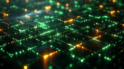 Obraz premium Exploring Abstract Digital Circuits with Neon Light Patterns