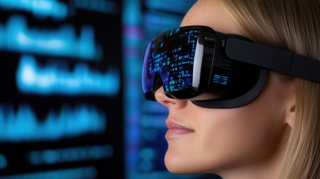 immersive appeal woman wearing vr glasses - Powered by Adobe