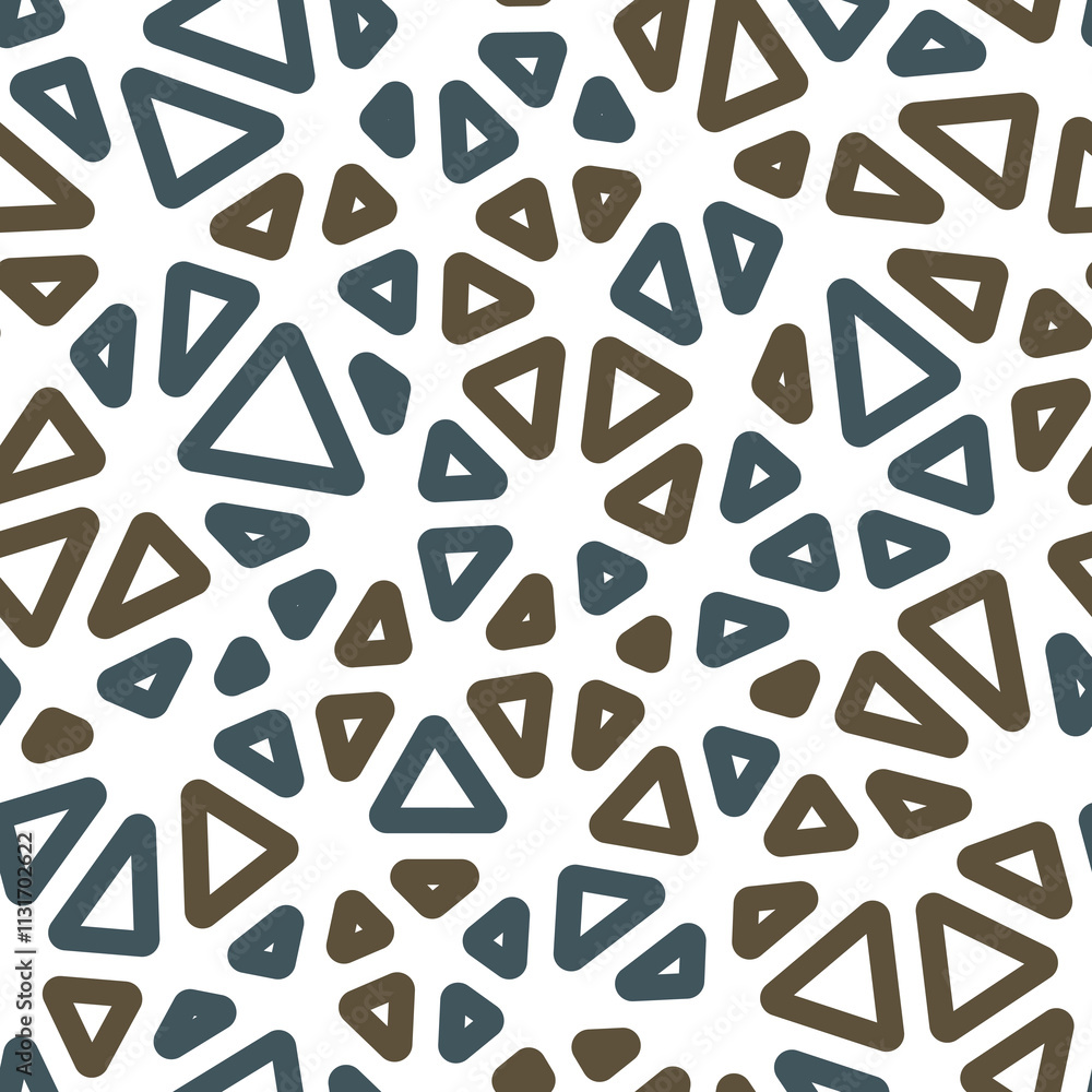 Poster triangles pattern. medium triangles size. multiple colors style. rounded triangles outlined. repeata