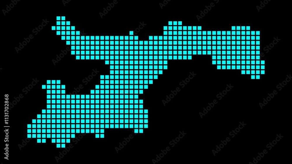 Poster norman island digital map. map of norman island in dotted style. border shape filled with rectangles