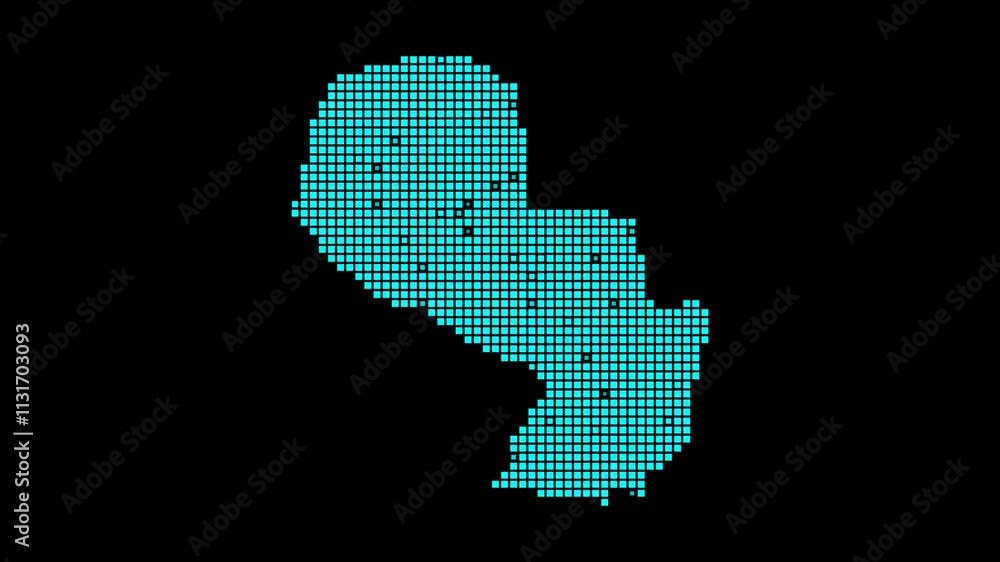 Poster paraguay digital map. map of paraguay in dotted style. shape of the country filled with rectangles. 