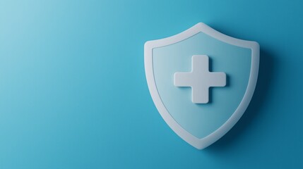 Obraz premium Protective shield symbolizing health and care in a minimalistic blue design.