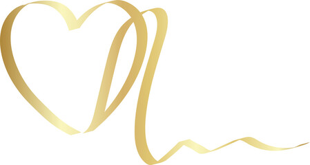 Gold heart ribbons, love, valentine, romantic