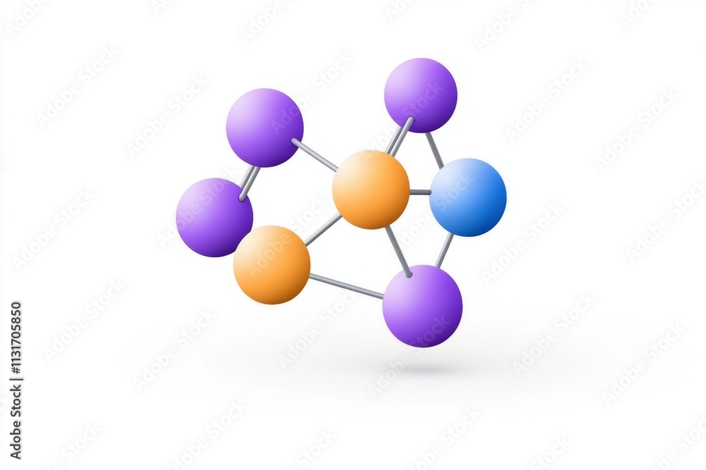 Poster A clean and modern icon of interconnected circles representing ERP modules, with soft gradients on a white background