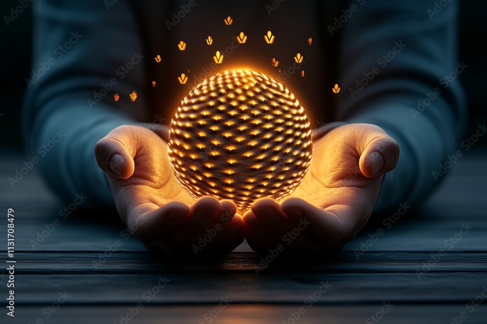 Aufkleber a magical depiction of self-esteem as a glowing orb in a person hands, with ethereal light radiating