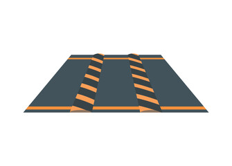 Small road with speed bumps. Simple flat illustration in perspective view.
