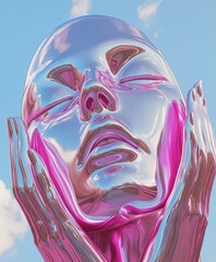 Chrome Woman with Pink Accent