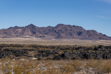 Pisgah Crater, Pisgah Volcano, volcanic cinder cone / lava plain, Lavic Lake volcanic field, San Bernardino County, California. Mojave Desert / Basin and Range Province. Basalt lava flow