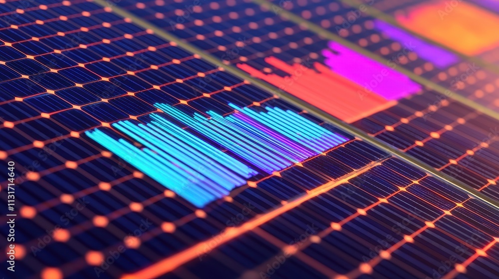 Poster abstract visualization of colorful audio waveform on digital screen