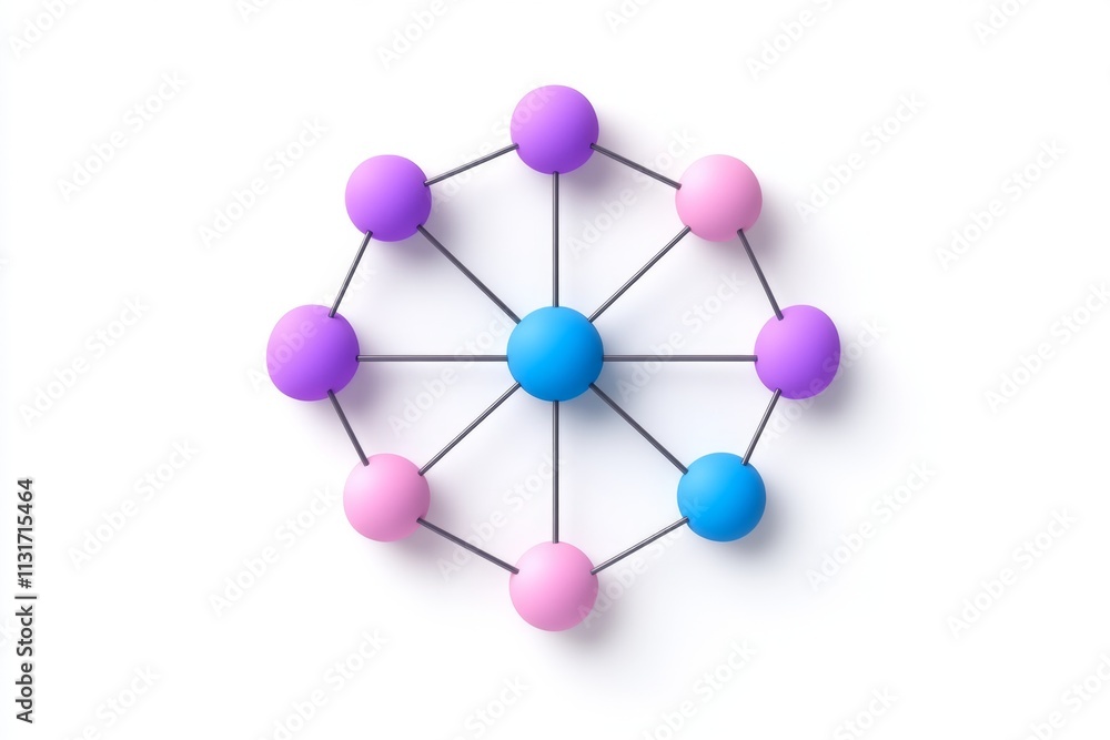 Poster A clean and modern icon of interconnected circles representing ERP modules, with soft gradients on a white background