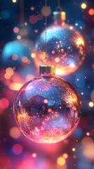 Obraz premium Sparkling Pink Christmas Ornament, Festive Lights