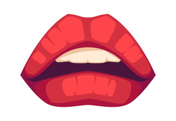 Obraz premium Sad red female mouth vector illustration