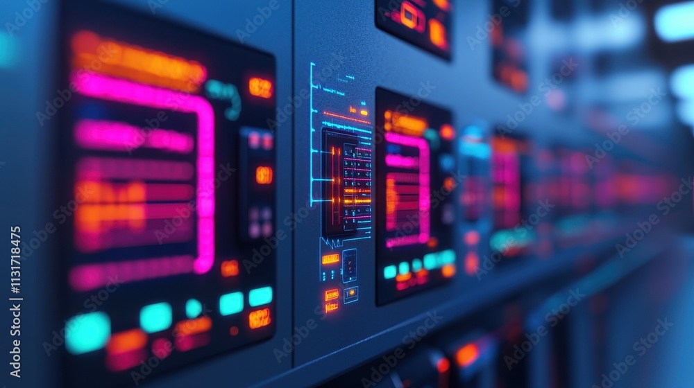 Aufkleber futuristic digital control panel with colorful user interface