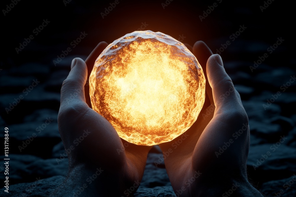 Poster a gothic-inspired image of a person holding a glowing mirror, with light breaking through shadowy su