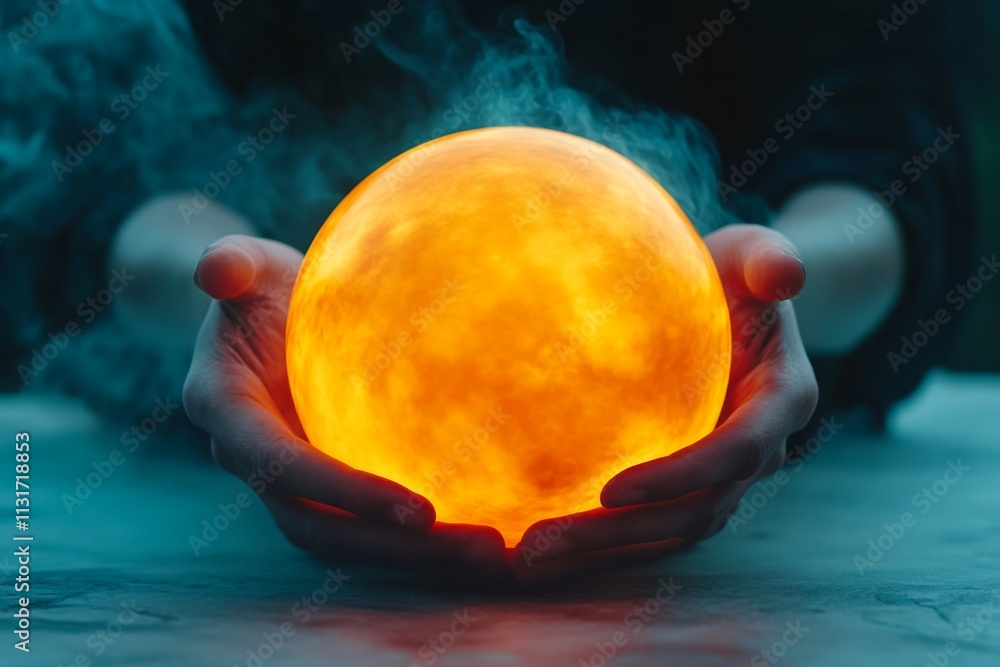 Poster a gothic-inspired image of a person holding a glowing mirror, with light breaking through shadowy su