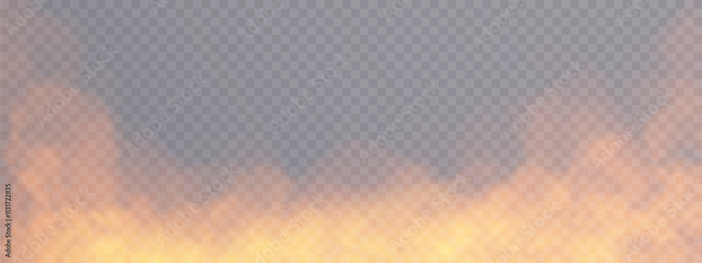 Poster yellow fog or smoke isolated on transparent background. yellow vector background frame of smoke, clo