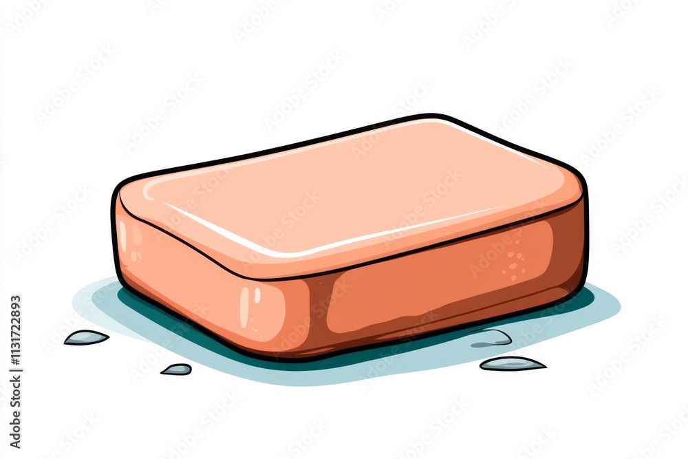 Poster a simple, clean illustration of a rectangular eraser with rounded edges, drawn in soft pastel colors